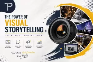 The Power of Visual Storytelling in Public Relations – creative PR banner by That PR Firm